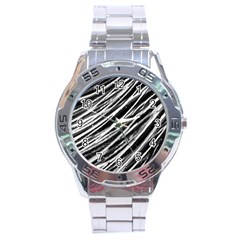 Galaxy Motion Black And White Print Stainless Steel Analogue Watch