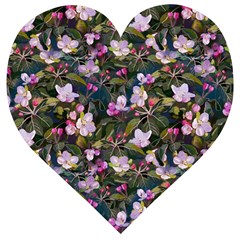 Apple Blossom  Wooden Puzzle Heart by SychEva