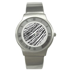 Galaxy Motion Black And White Print 2 Stainless Steel Watch by dflcprintsclothing