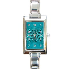 Blue Flowers So Decorative And In Perfect Harmony Rectangle Italian Charm Watch by pepitasart