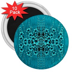 Blue Flowers So Decorative And In Perfect Harmony 3  Magnets (10 pack) 