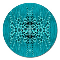 Blue Flowers So Decorative And In Perfect Harmony Magnet 5  (Round)