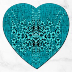 Blue Flowers So Decorative And In Perfect Harmony Jigsaw Puzzle (Heart)