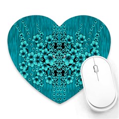 Blue Flowers So Decorative And In Perfect Harmony Heart Mousepads by pepitasart