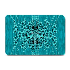 Blue Flowers So Decorative And In Perfect Harmony Small Doormat  by pepitasart