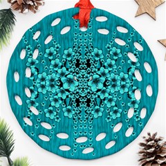 Blue Flowers So Decorative And In Perfect Harmony Ornament (Round Filigree)