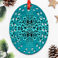 Blue Flowers So Decorative And In Perfect Harmony Ornament (Oval Filigree)