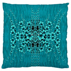 Blue Flowers So Decorative And In Perfect Harmony Standard Flano Cushion Case (one Side) by pepitasart