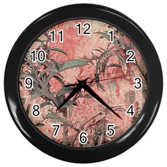 Botanic Grunge Motif Artwork Wall Clock (black)