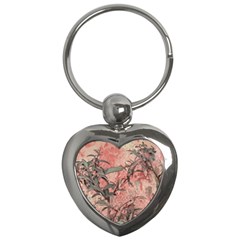 Botanic Grunge Motif Artwork Key Chain (heart) by dflcprintsclothing