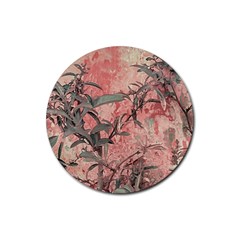 Botanic Grunge Motif Artwork Rubber Coaster (round)  by dflcprintsclothing