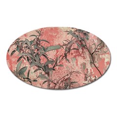 Botanic Grunge Motif Artwork Oval Magnet by dflcprintsclothing