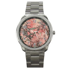 Botanic Grunge Motif Artwork Sport Metal Watch by dflcprintsclothing