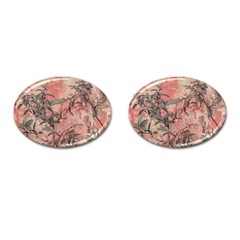 Botanic Grunge Motif Artwork Cufflinks (oval)