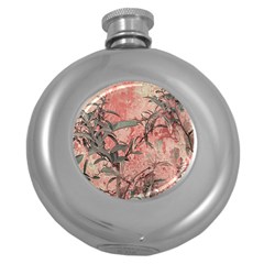 Botanic Grunge Motif Artwork Round Hip Flask (5 Oz) by dflcprintsclothing