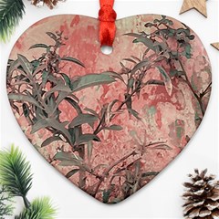 Botanic Grunge Motif Artwork Heart Ornament (two Sides) by dflcprintsclothing