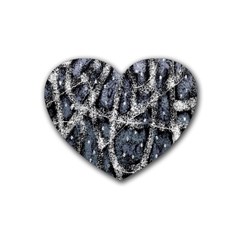 Glithc Grunge Abstract Print Rubber Coaster (heart) 