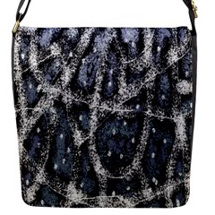 Glithc Grunge Abstract Print Flap Closure Messenger Bag (s)