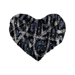 Glithc Grunge Abstract Print Standard 16  Premium Flano Heart Shape Cushions by dflcprintsclothing