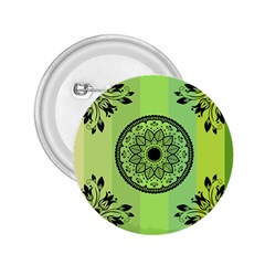 Green Grid Cute Flower Mandala 2 25  Buttons