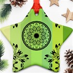 Green Grid Cute Flower Mandala Ornament (Star) Front