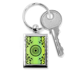 Green Grid Cute Flower Mandala Key Chain (Rectangle)