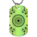 Green Grid Cute Flower Mandala Dog Tag (One Side) Front