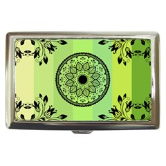 Green Grid Cute Flower Mandala Cigarette Money Case