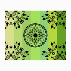 Green Grid Cute Flower Mandala Small Glasses Cloth