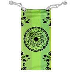 Green Grid Cute Flower Mandala Jewelry Bag