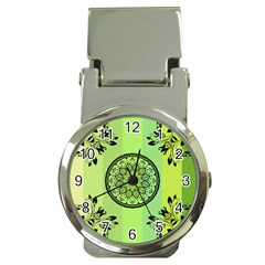 Green Grid Cute Flower Mandala Money Clip Watches