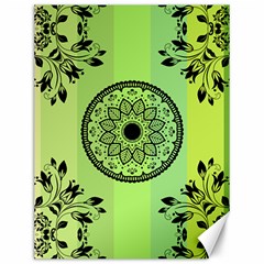 Green Grid Cute Flower Mandala Canvas 12  x 16 