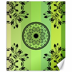 Green Grid Cute Flower Mandala Canvas 20  x 24 