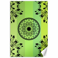 Green Grid Cute Flower Mandala Canvas 24  X 36 