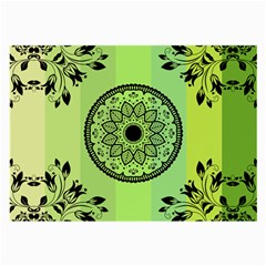 Green Grid Cute Flower Mandala Large Glasses Cloth (2 Sides)