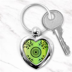 Green Grid Cute Flower Mandala Key Chain (heart)