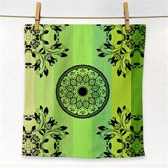 Green Grid Cute Flower Mandala Face Towel