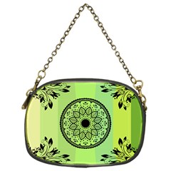 Green Grid Cute Flower Mandala Chain Purse (one Side)