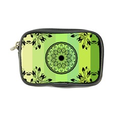 Green Grid Cute Flower Mandala Coin Purse