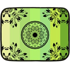 Green Grid Cute Flower Mandala Double Sided Fleece Blanket (Mini) 