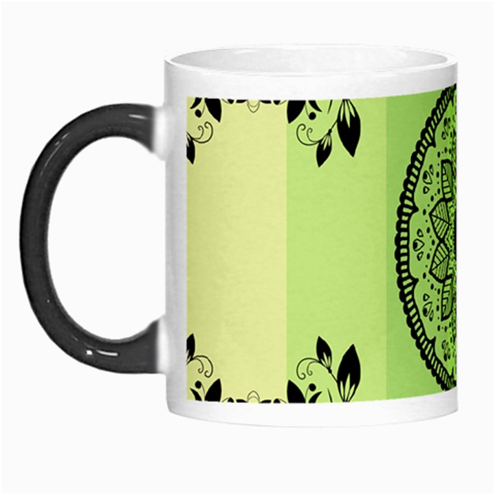 Green Grid Cute Flower Mandala Morph Mugs