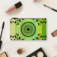 Green Grid Cute Flower Mandala Cosmetic Bag (Small)