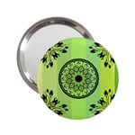 Green Grid Cute Flower Mandala 2.25  Handbag Mirrors Front