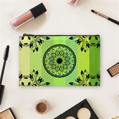 Green Grid Cute Flower Mandala Cosmetic Bag (Medium)