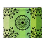 Green Grid Cute Flower Mandala Cosmetic Bag (XL) Back