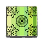 Green Grid Cute Flower Mandala Memory Card Reader (Square 5 Slot) Front