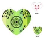 Green Grid Cute Flower Mandala Playing Cards Single Design (Heart) Front