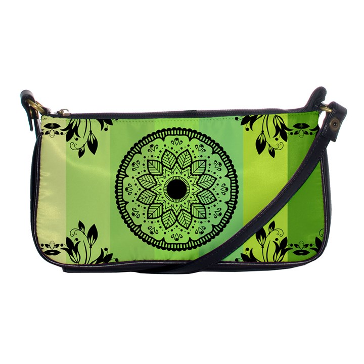 Green Grid Cute Flower Mandala Shoulder Clutch Bag