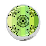 Green Grid Cute Flower Mandala 4-Port USB Hub (One Side) Front