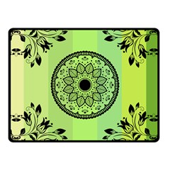 Green Grid Cute Flower Mandala Fleece Blanket (small)